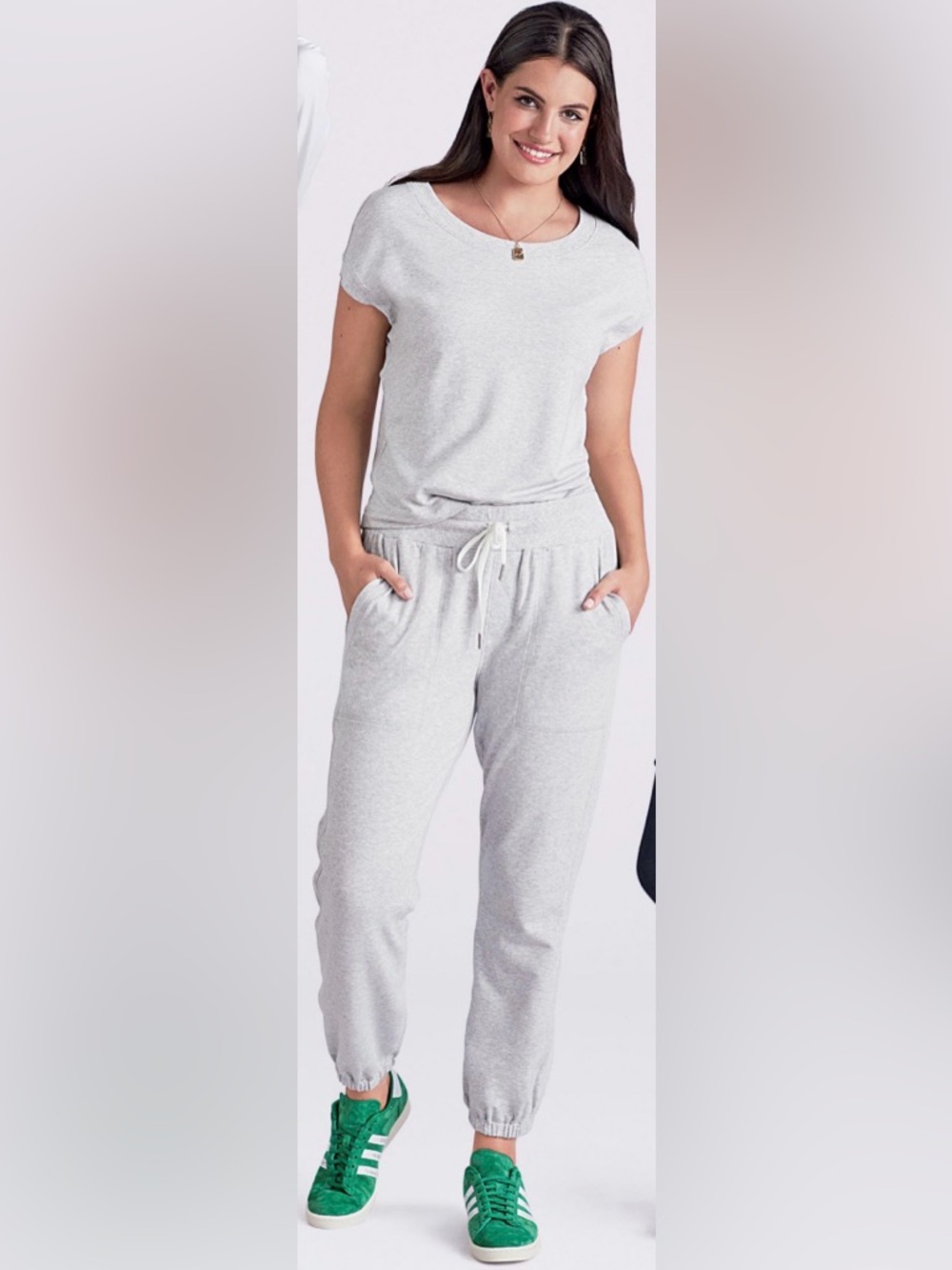 CAbi ATC Kickback Jogger #5871 size large Heather Gray Tie-Waist Jogger